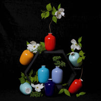 Middle Kingdom - Glossy Porcelain Mini Plum Vase: Coral red