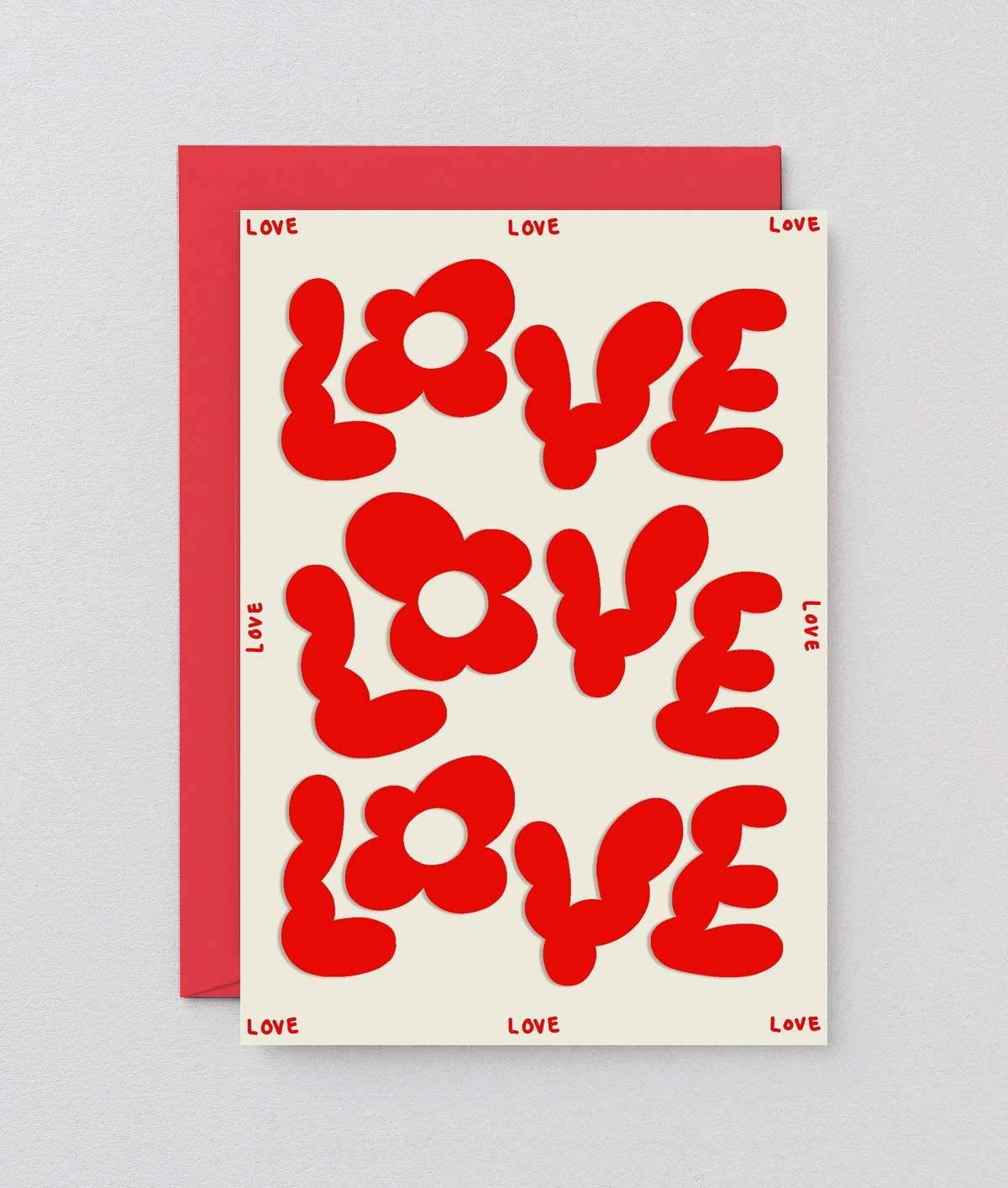 Wrap 'Love Love Love' Embossed Greetings Card She Loves Me