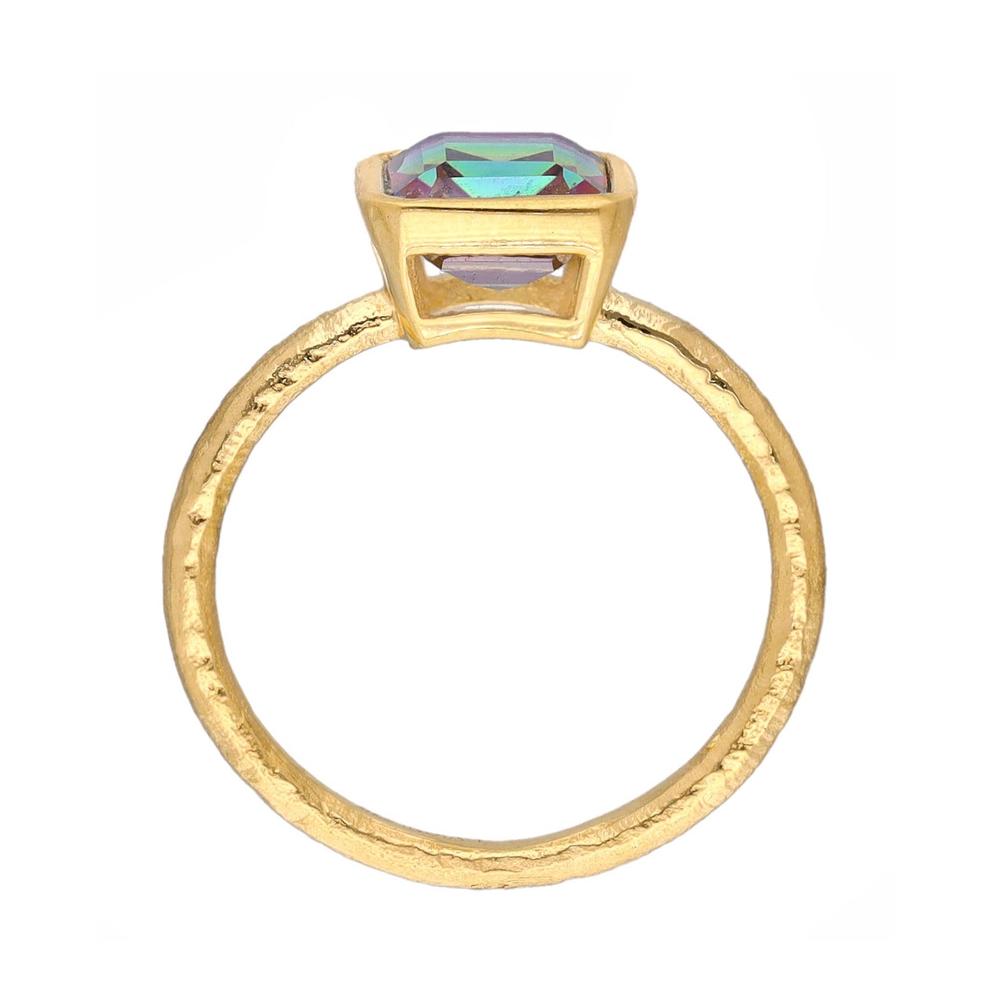 Tiramisu - Gold Plated Silver Mystic Quartz Prism Ember Ring: 6
