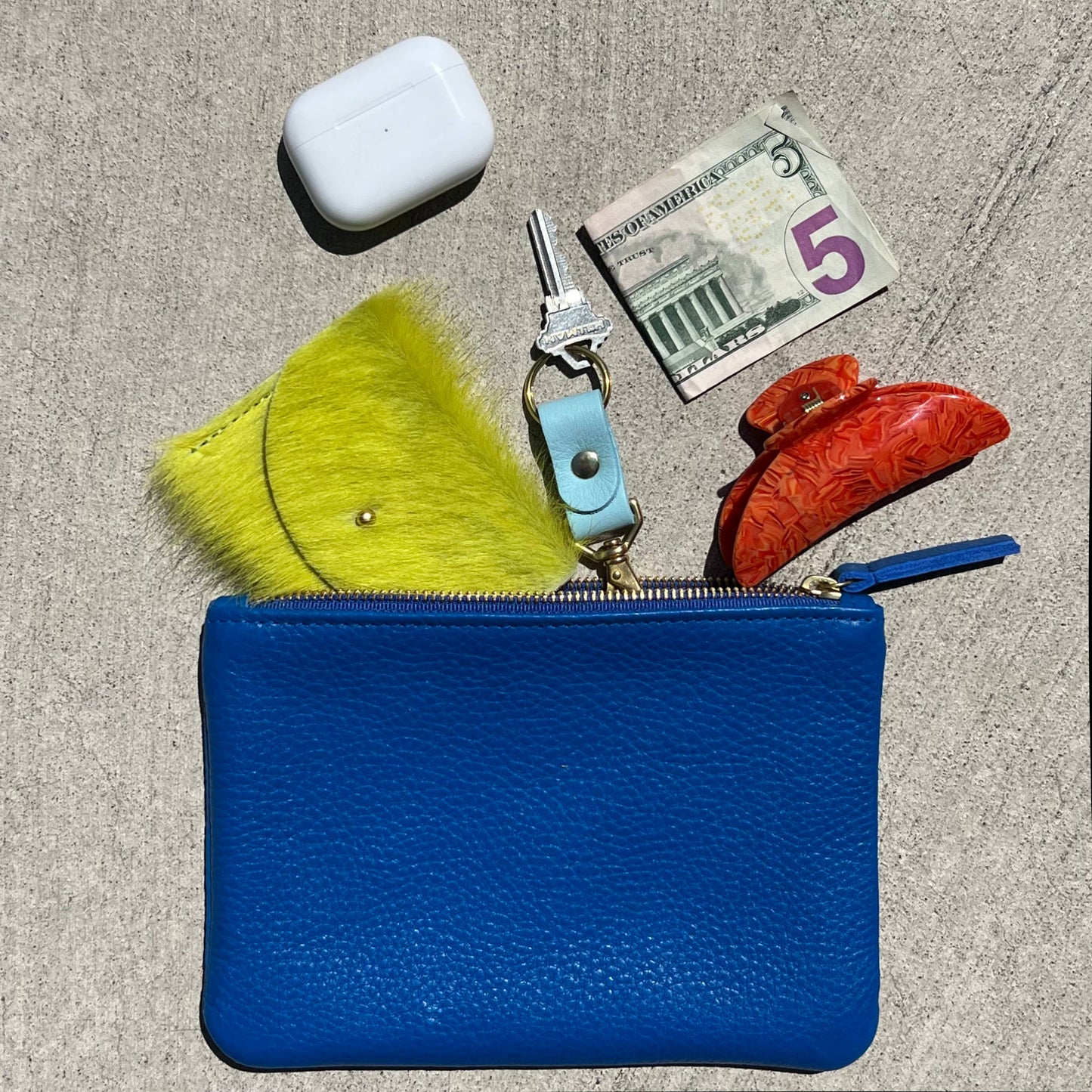 Zipper Pouch - Brown + White Cowhide
