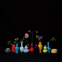 Middle Kingdom - Glossy Porcelain Mini Plum Vase: Coral red