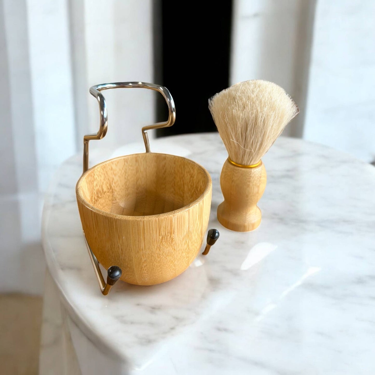 Bamboo Switch - Natural Shaving Brush and Stand 3-in-1 Set | Gift Bestseller