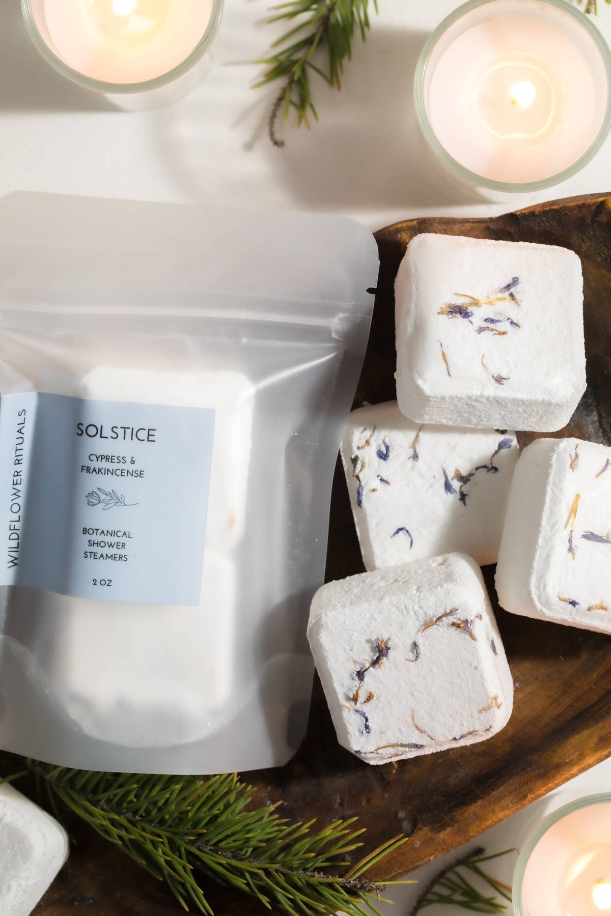 Wildflower Rituals - Solstice Botanical Shower Steamers - Cypress Frankincense