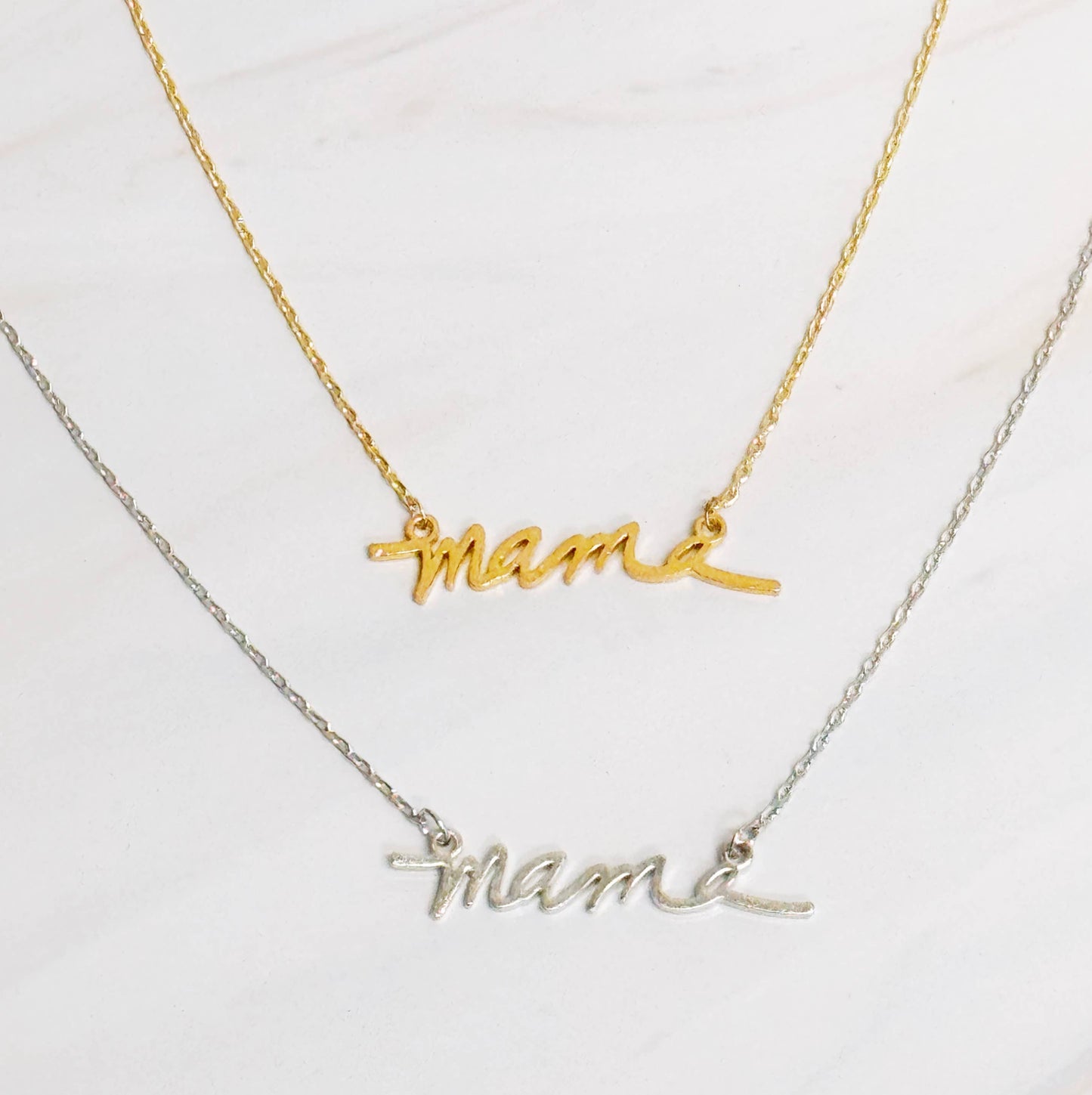 Ellison+Young - Mama Script Necklace: Brushed Gold