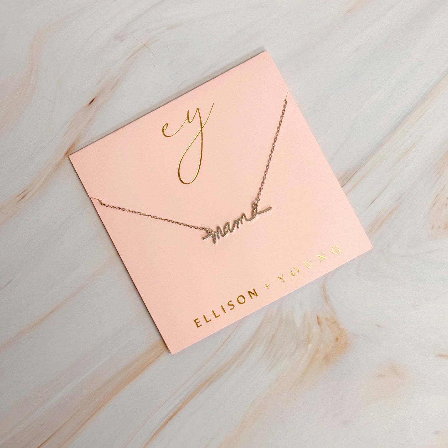 Ellison+Young - Mama Script Necklace: Brushed Gold