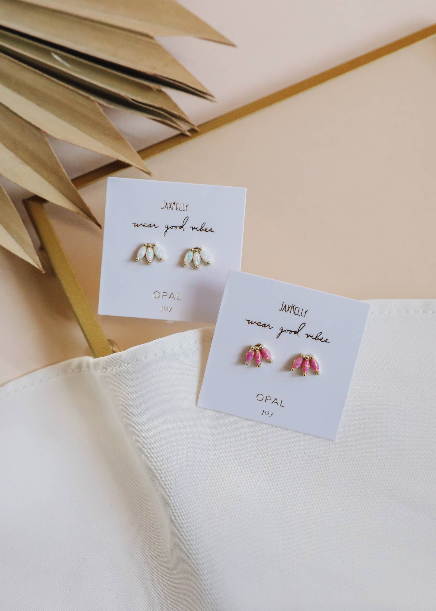 JaxKelly - Opal Crown Stud - White - Gold Earrings