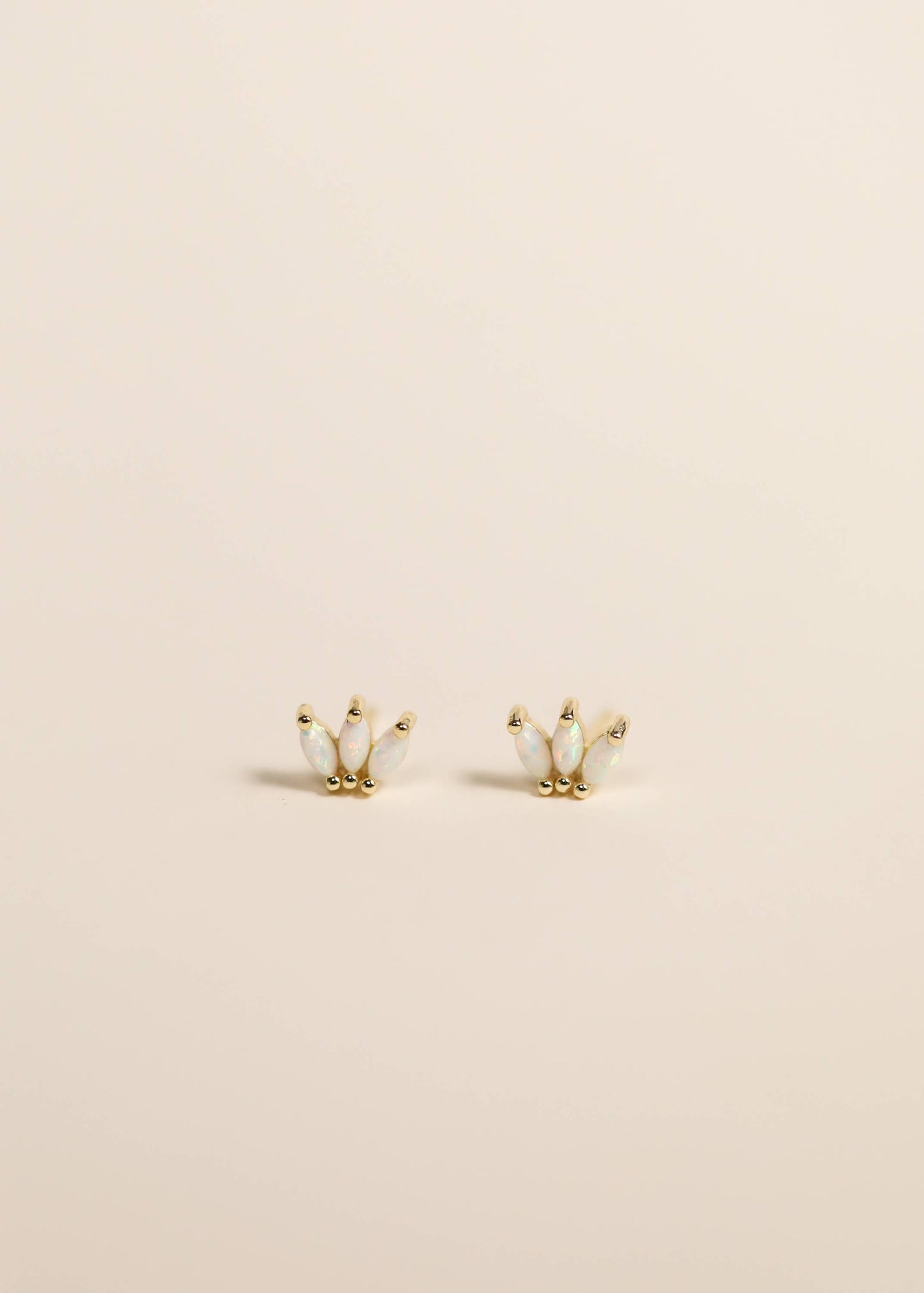 JaxKelly - Opal Crown Stud - White - Gold Earrings