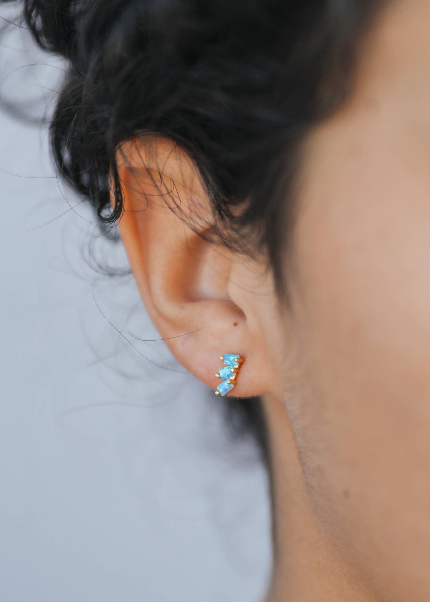 JaxKelly - Offset Trio - Fire Opal - Gold Earrings