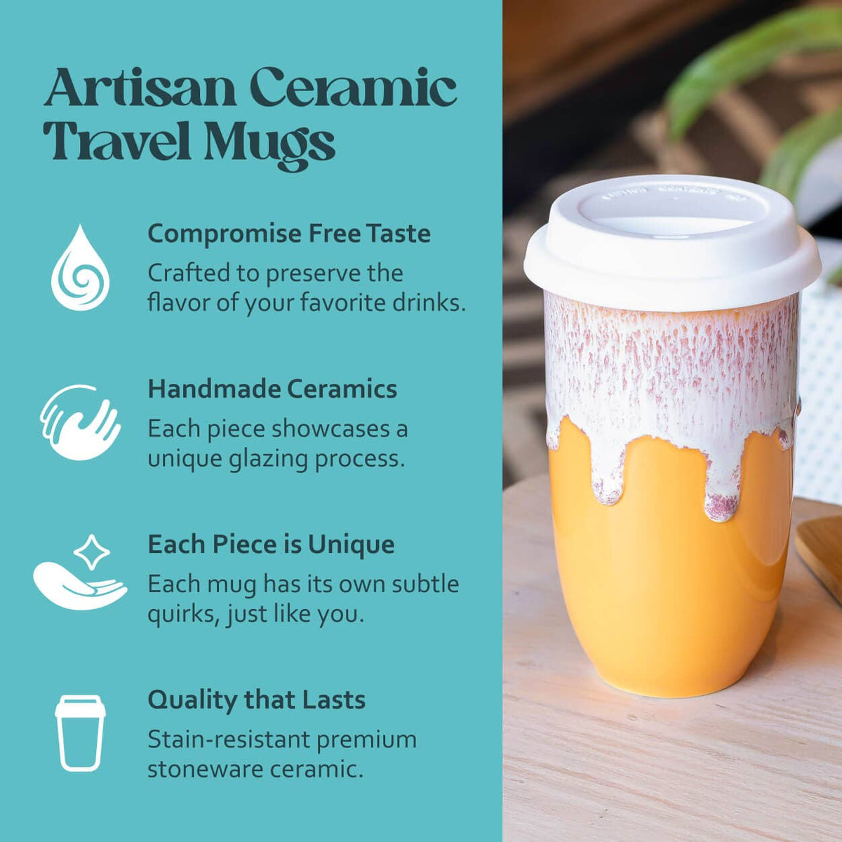 Grapefruit Ceramic Travel Mug by Nova Ceramics – 16oz