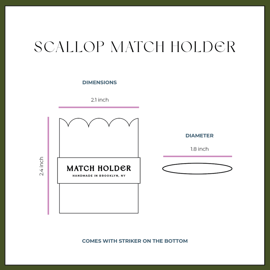 LindaMakess - Scallop Match Pot with Match striker: Mint Green