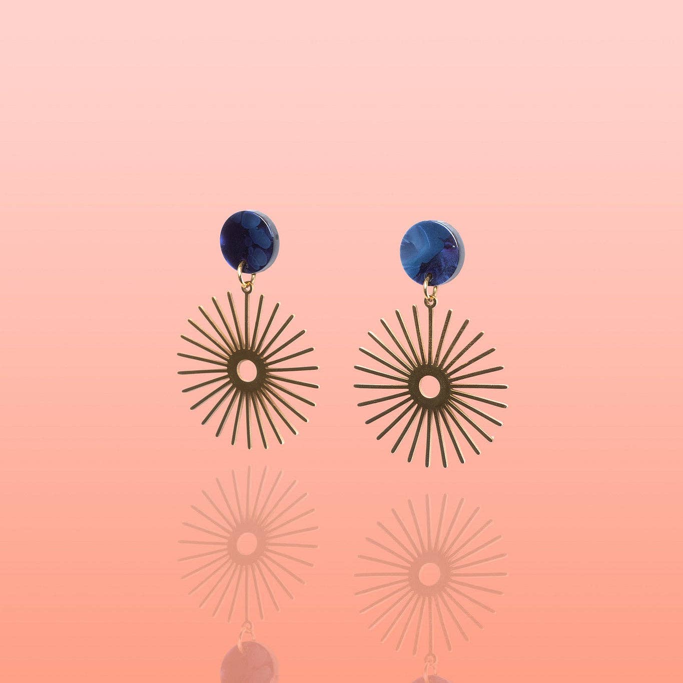Tribe + Temple - Solana Deep Blue Sunburst Earrings Water Resistant