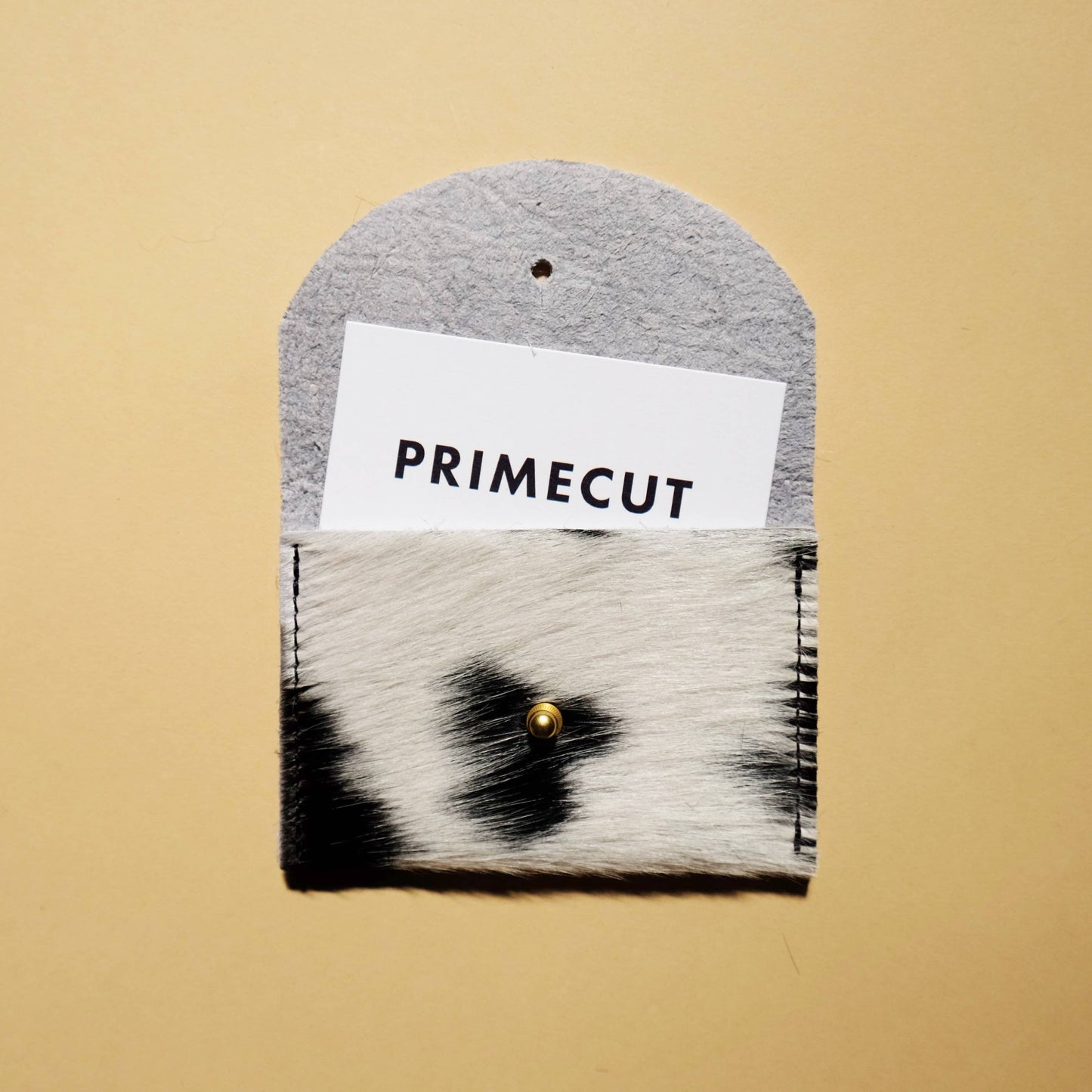 Primecut - Cardholder - Black + White Hair on Hide