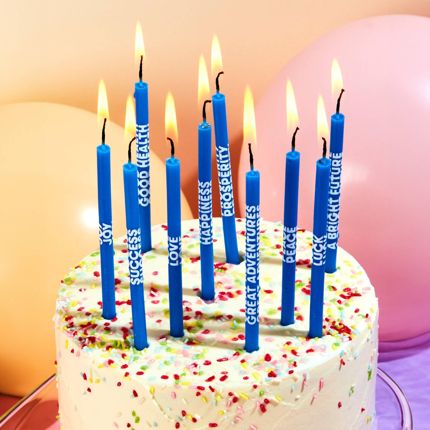 54 Celsius - Wishing You: Long 5" Birthday Candles (10 Pack), Multi-Color