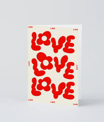 Wrap - 'Love Love Love' Embossed Greetings Card