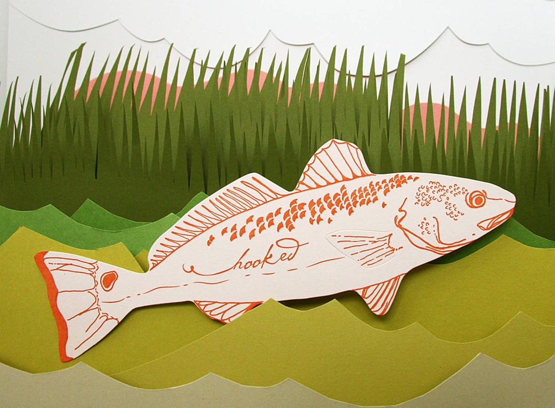 Blackbird Letterpress - Hooked fish gift card