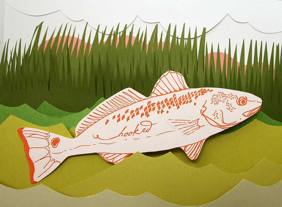 Blackbird Letterpress - Hooked fish gift card