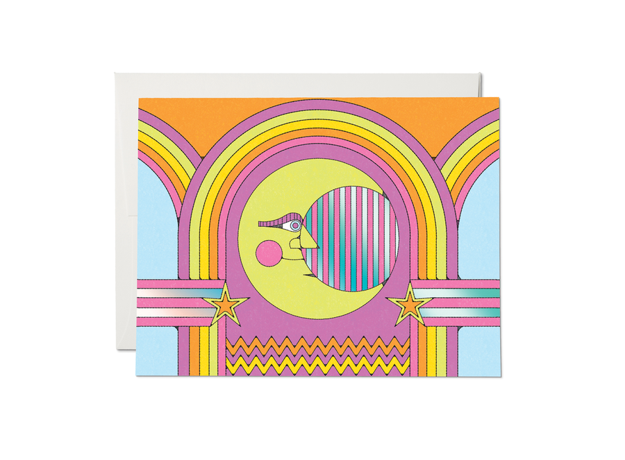 Red Cap Cards - Moon and Rainbows everyday greeting card: Singles