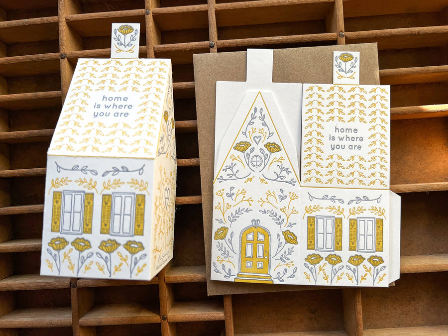 Blackbird Letterpress - Home is where you are 3D house card