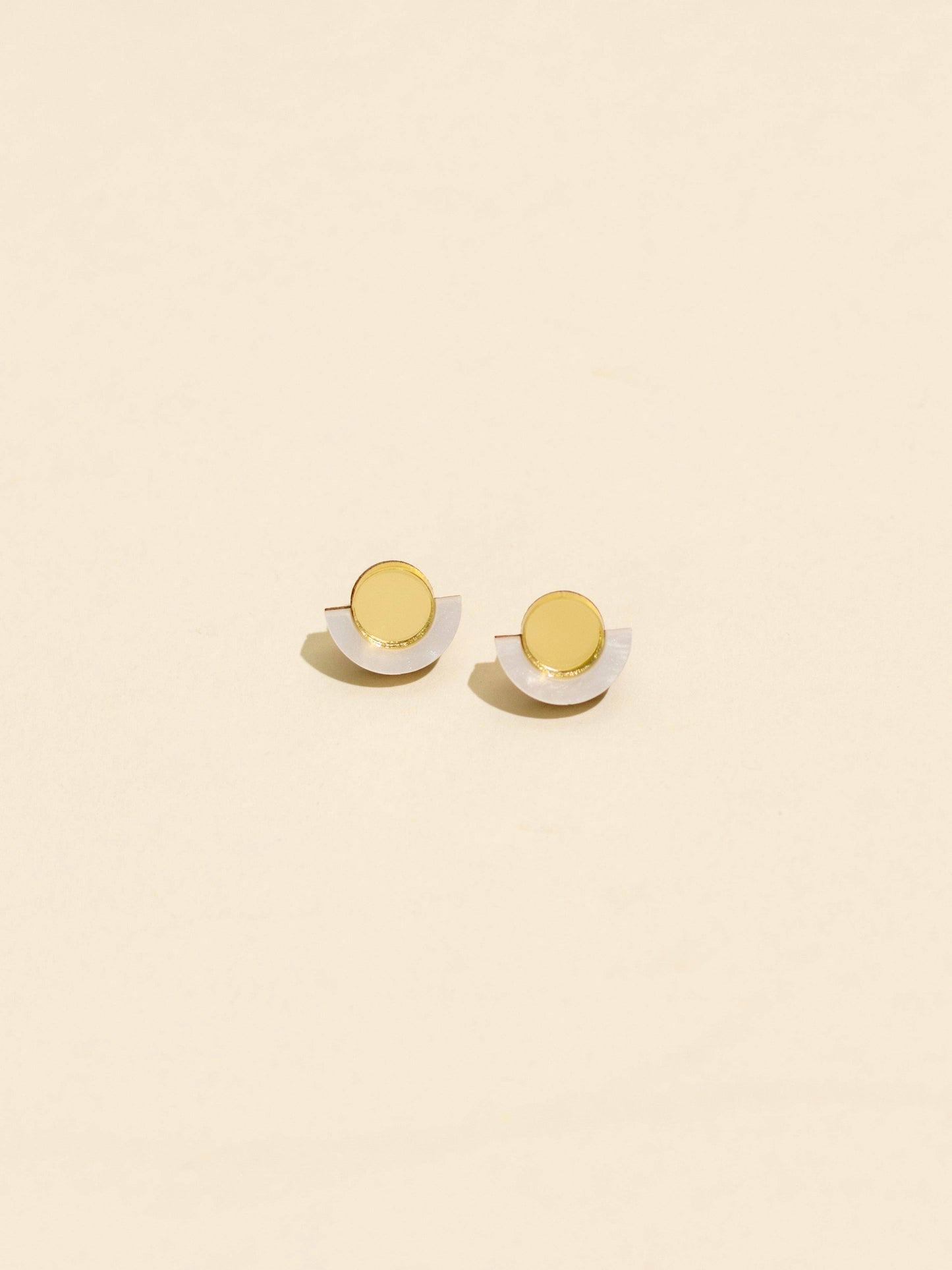 Moon-Seed - Demi - White + Gold Minimalist Acrylic Stud Earrings