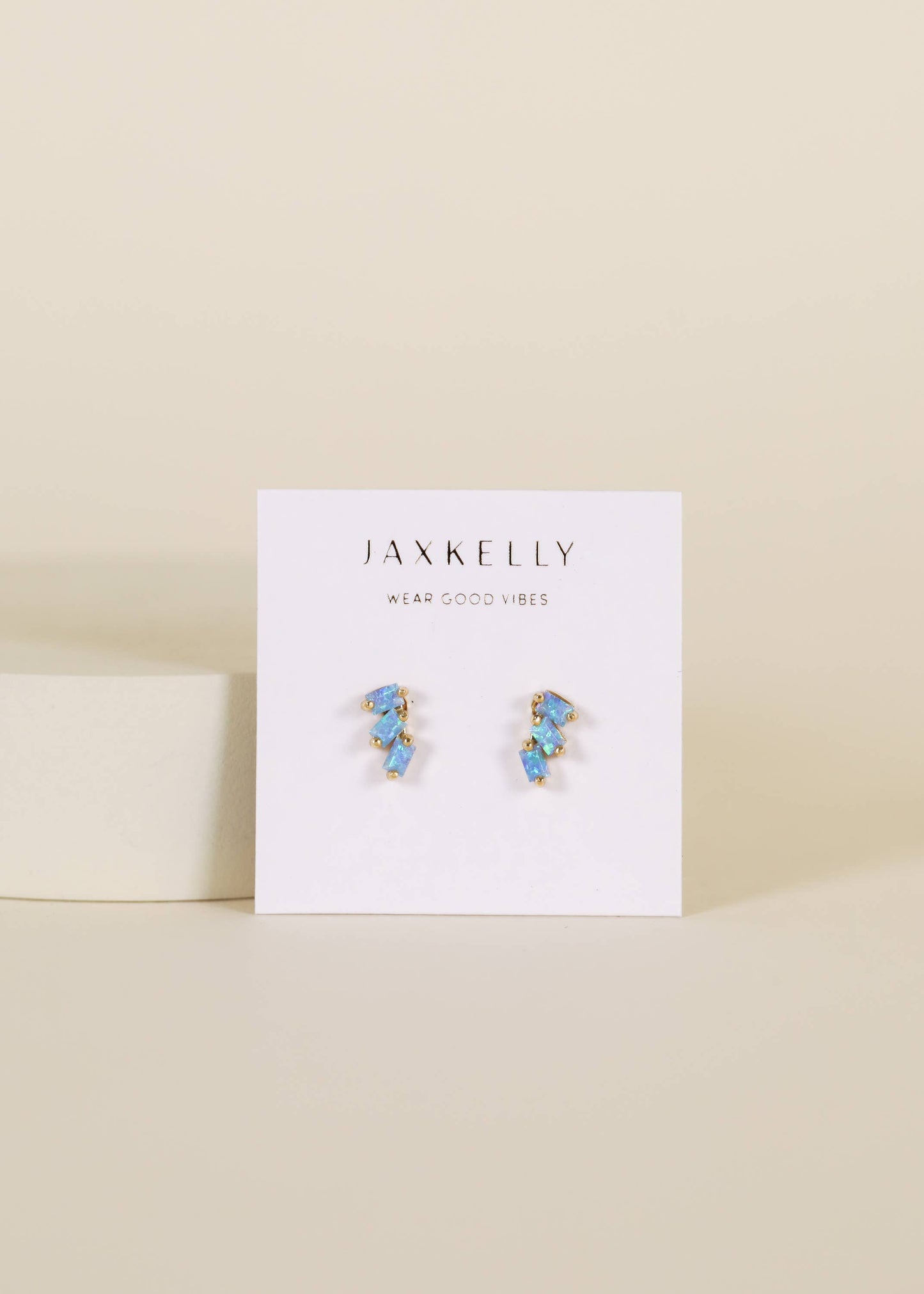 JaxKelly - Offset Trio - Fire Opal - Gold Earrings