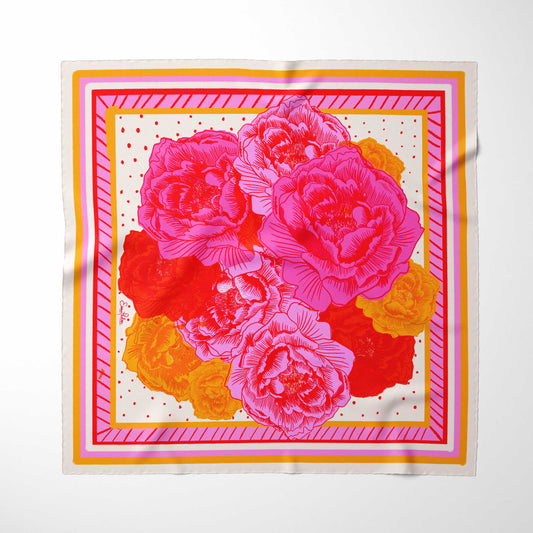 Emma Phelan Design - Pink Peony Club 100% Silk Scarf