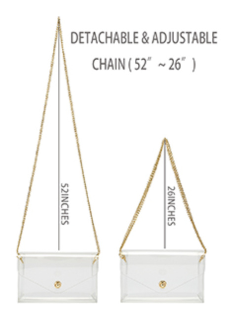Clear Crossbody Stadium Concert Purse with Gold Adjustable Chain