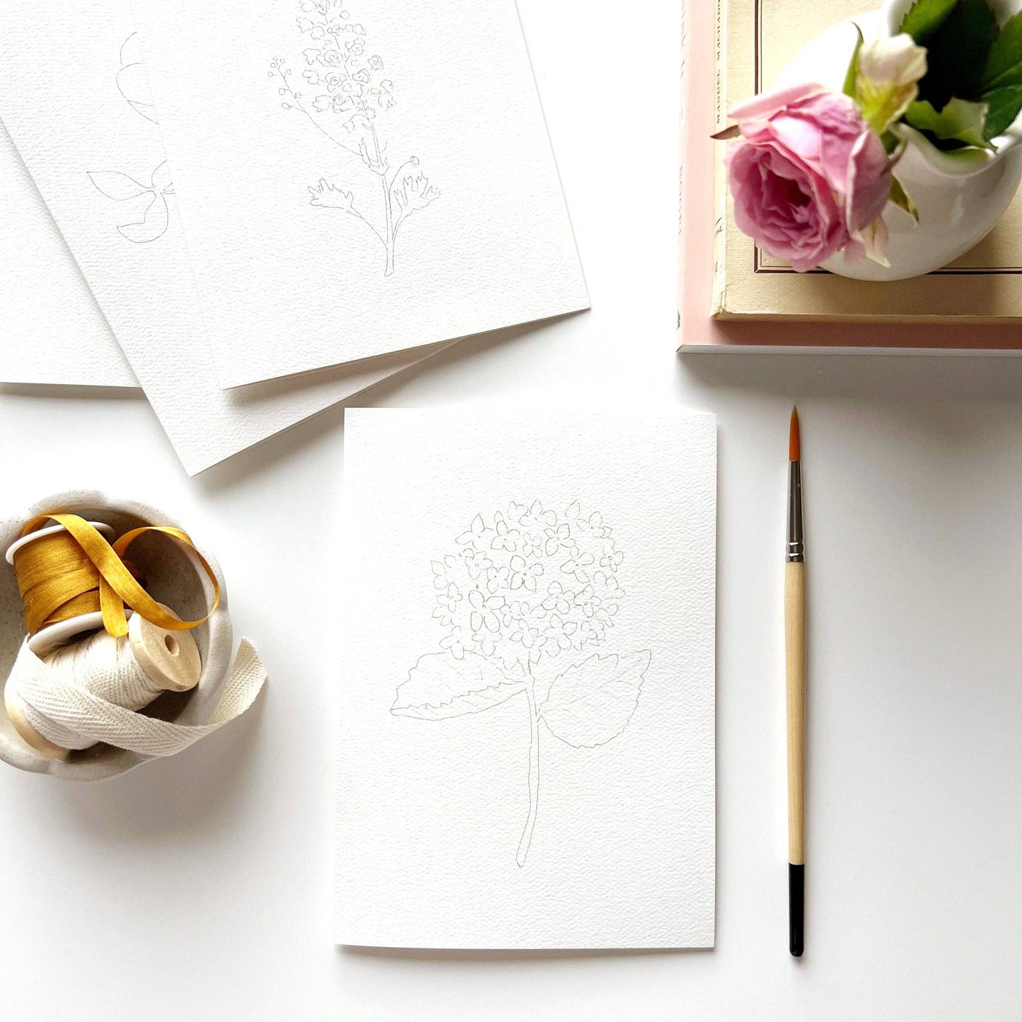 emily lex studio - Garden flowers paintable watercolor notecard set