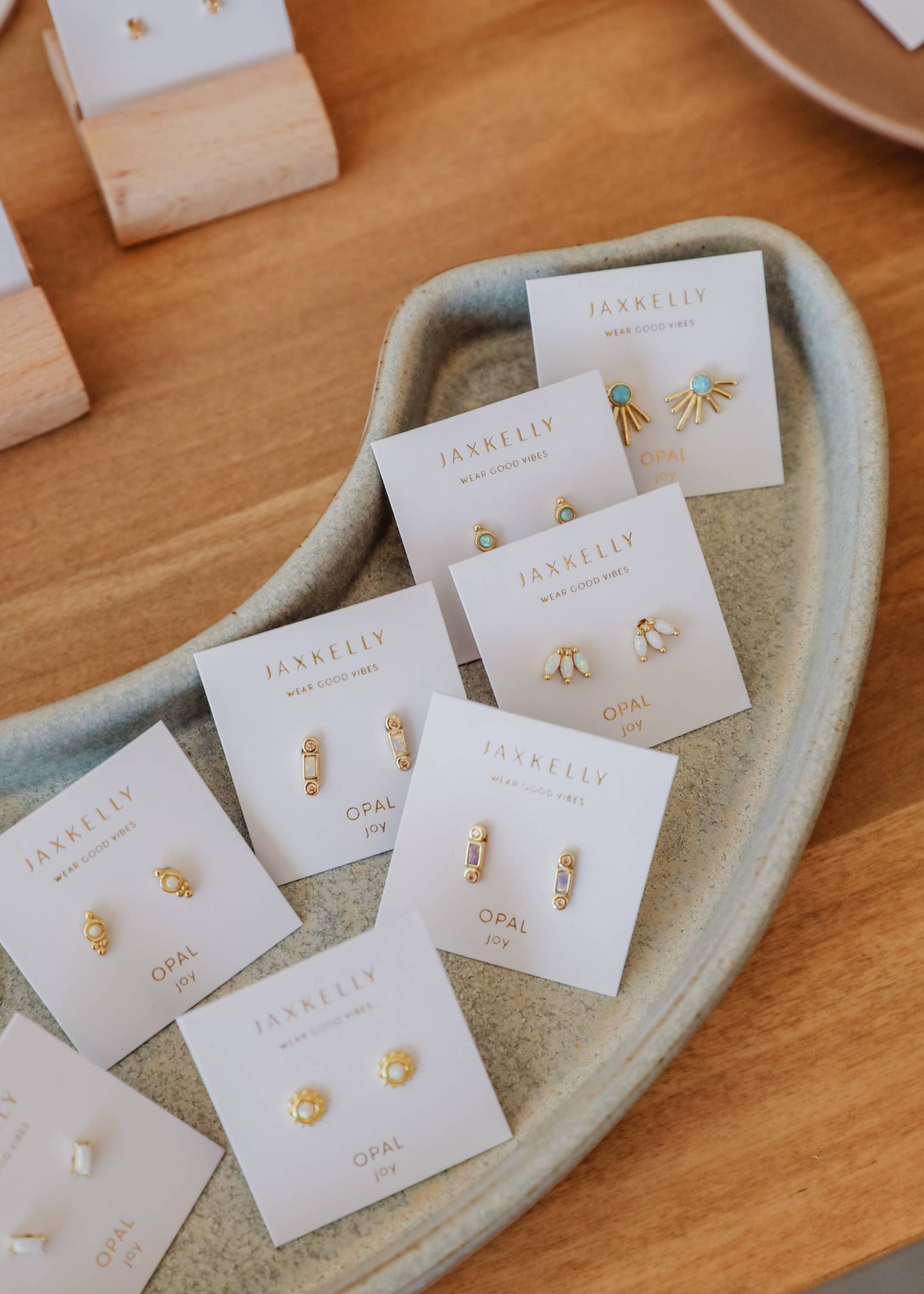 JaxKelly - Opal Crown Stud - White - Gold Earrings