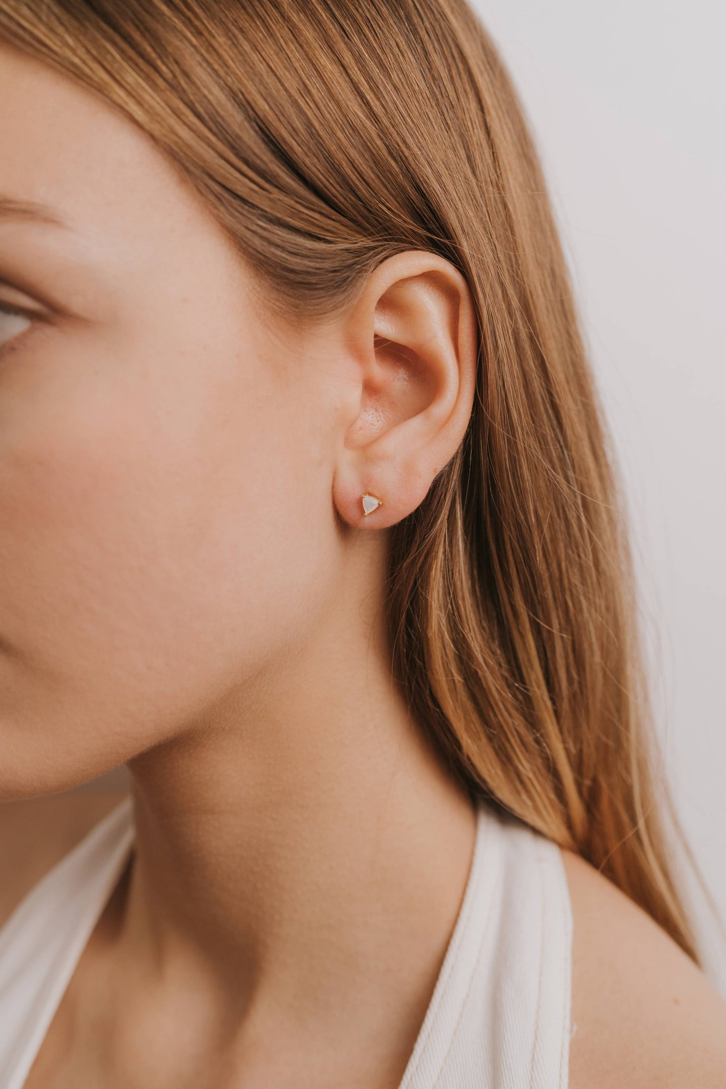 JaxKelly - Mini Energy Gem - Mother of Pearl - Gold Earrings