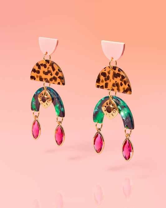 Tribe + Temple - Rock Star Glam Dangle Resin Earrings