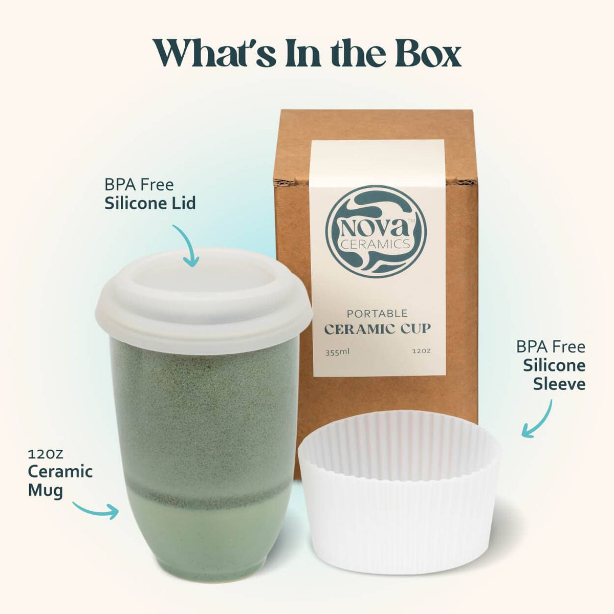 Emerald Ceramic Travel Mug by Nova Ceramics - 12oz