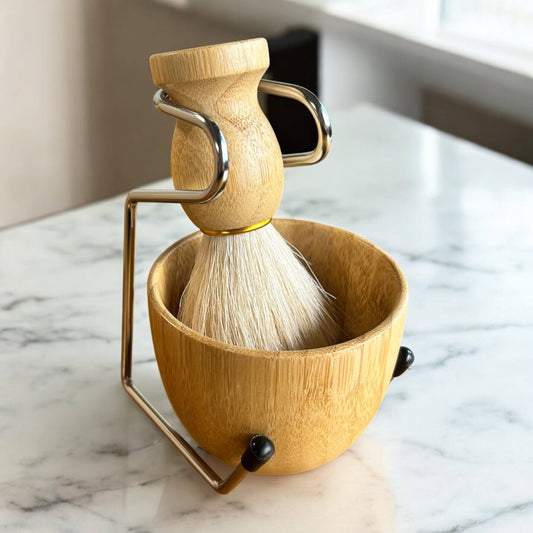 Bamboo Switch - Natural Shaving Brush and Stand 3-in-1 Set | Gift Bestseller