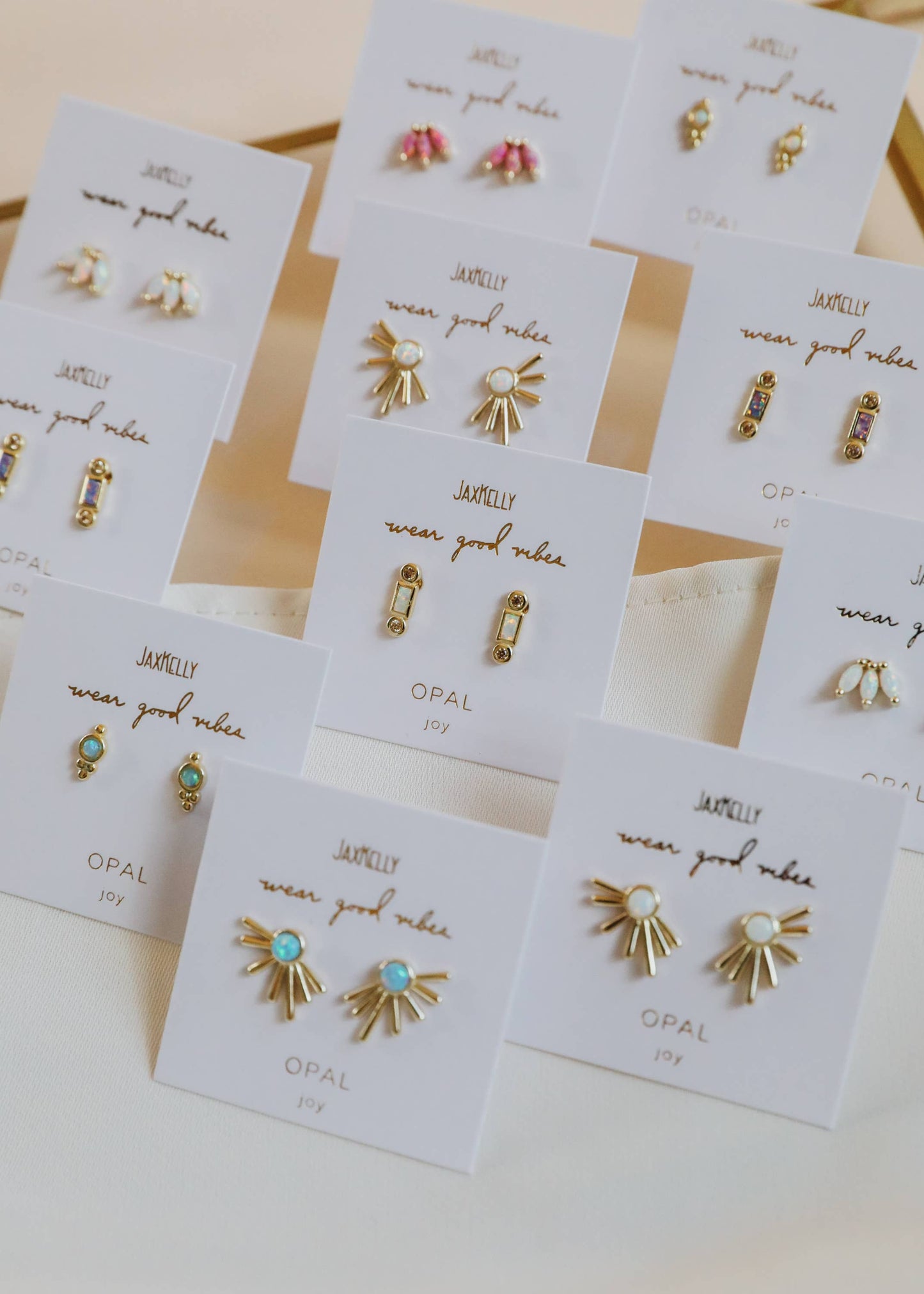 JaxKelly - Sun Ray - Fire Opal - Gold Earrings