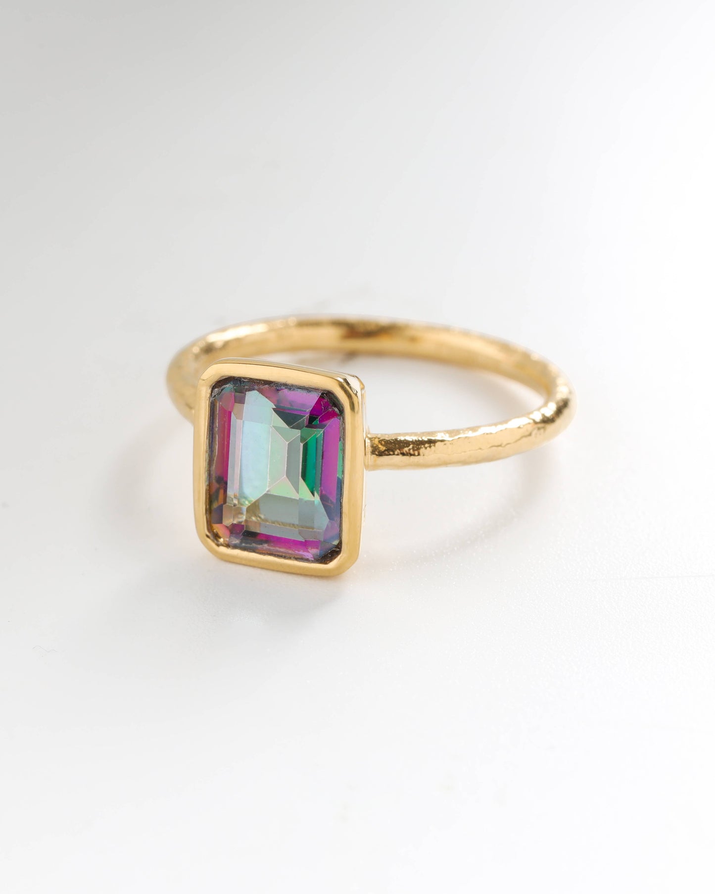 Tiramisu - Gold Plated Silver Mystic Quartz Prism Ember Ring: 9