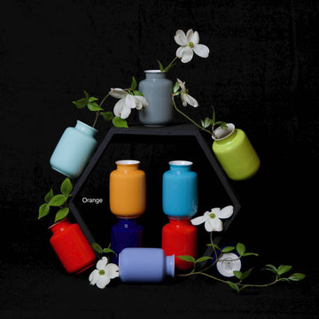Middle Kingdom - Glossy Porcelain Mini Milk Jar Vase: Orange