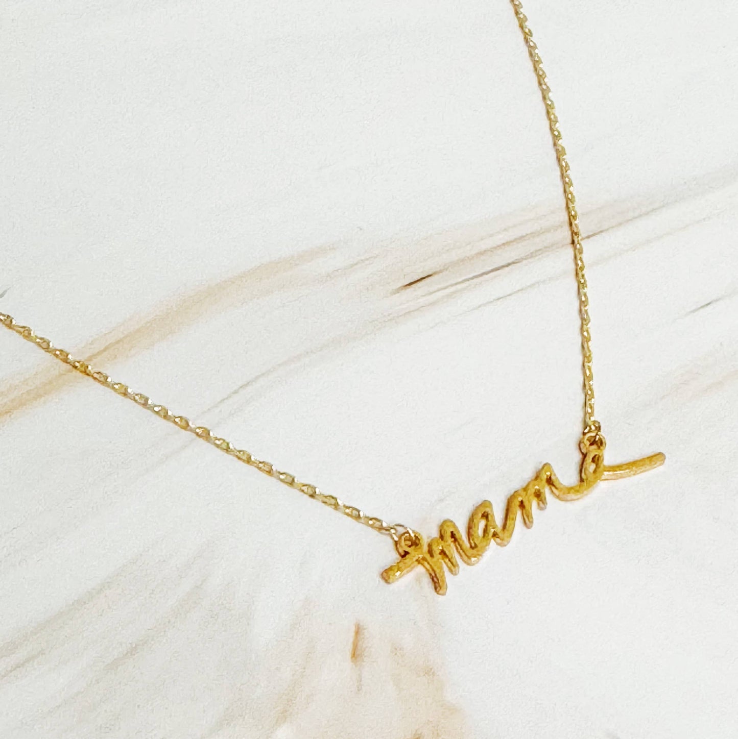 Ellison+Young - Mama Script Necklace: Brushed Gold