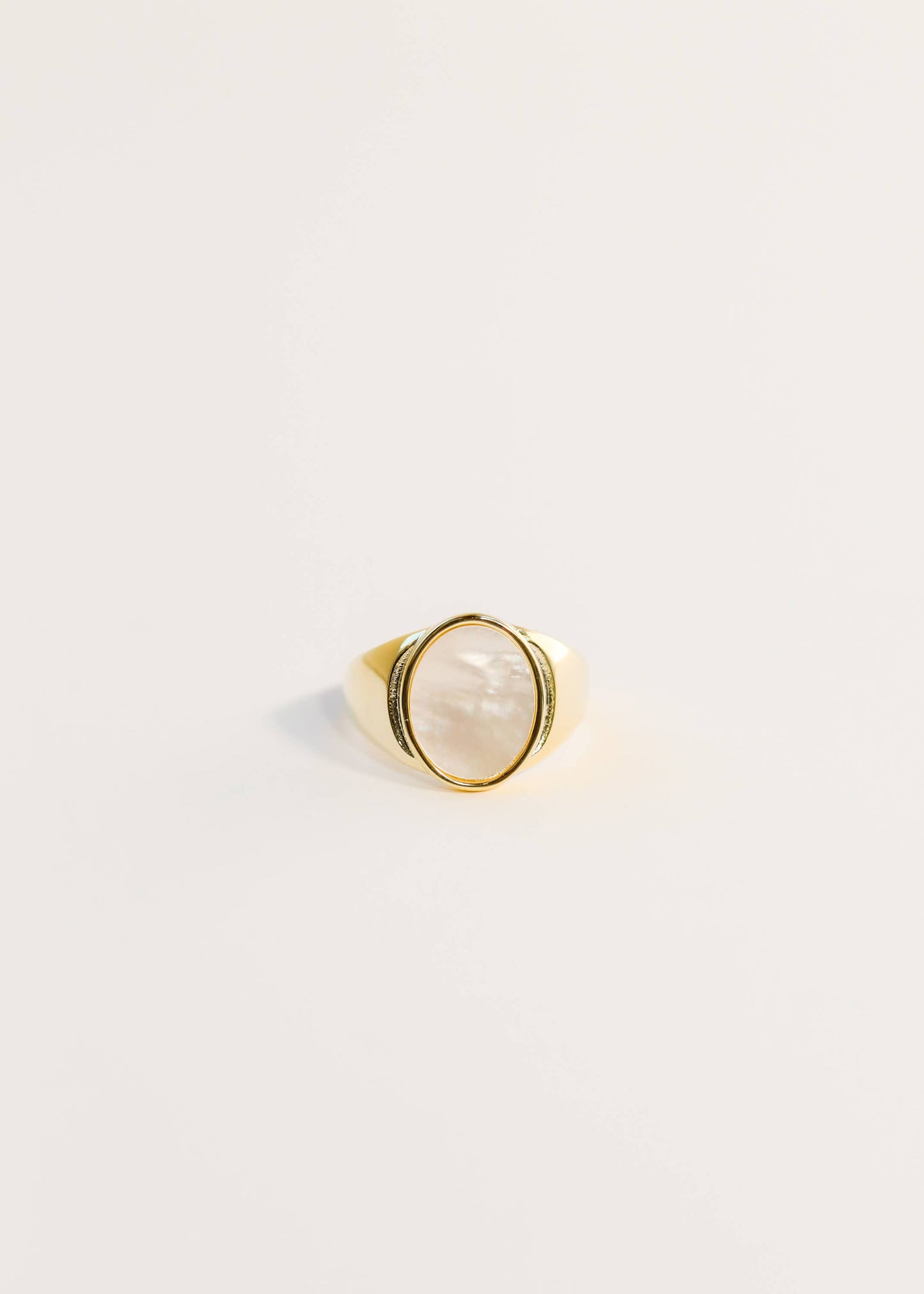 JaxKelly - Gold Rings - Mother of Pearl Signet: 9