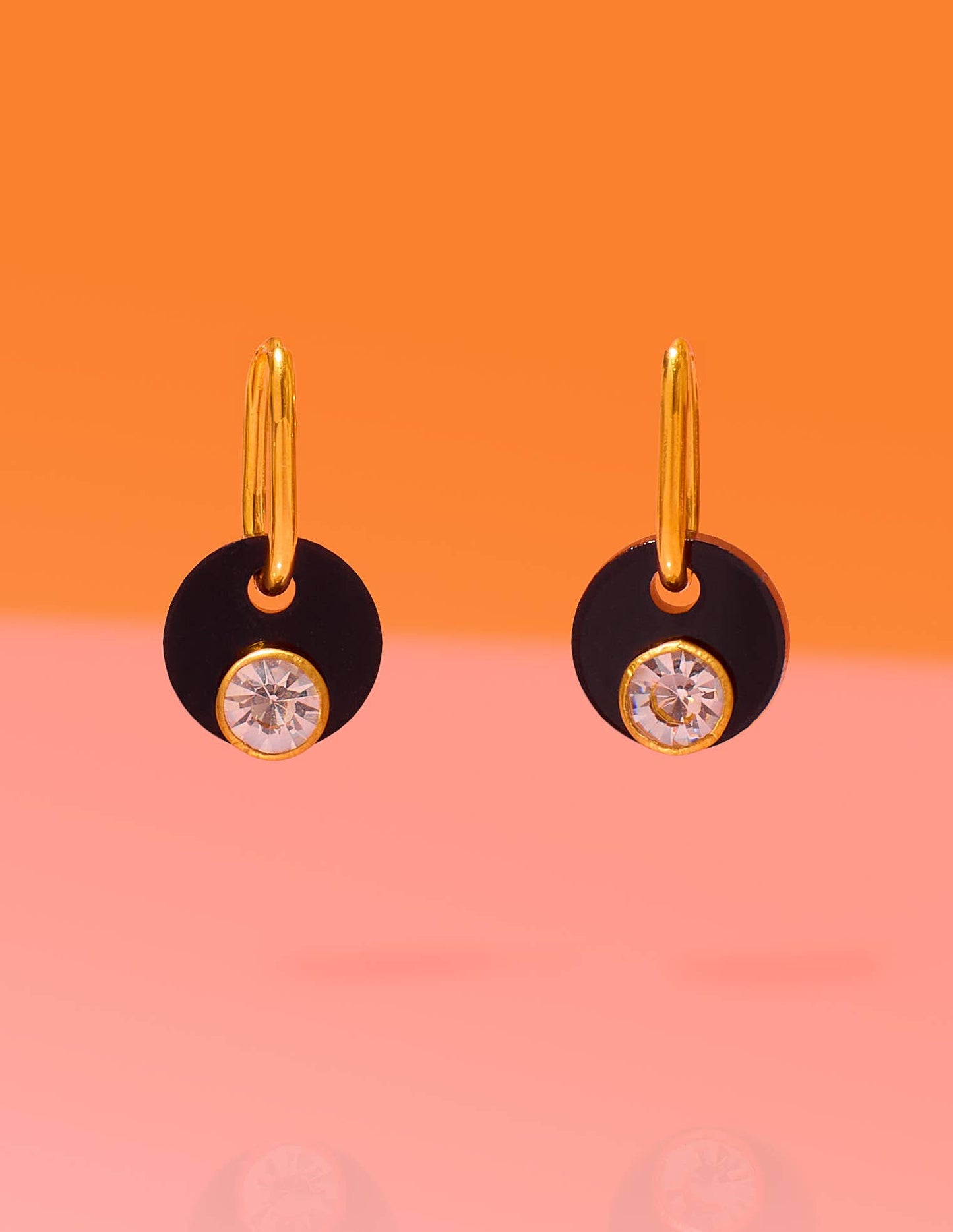 Tribe + Temple - Deco Glam Medallion Oval Hoops Black