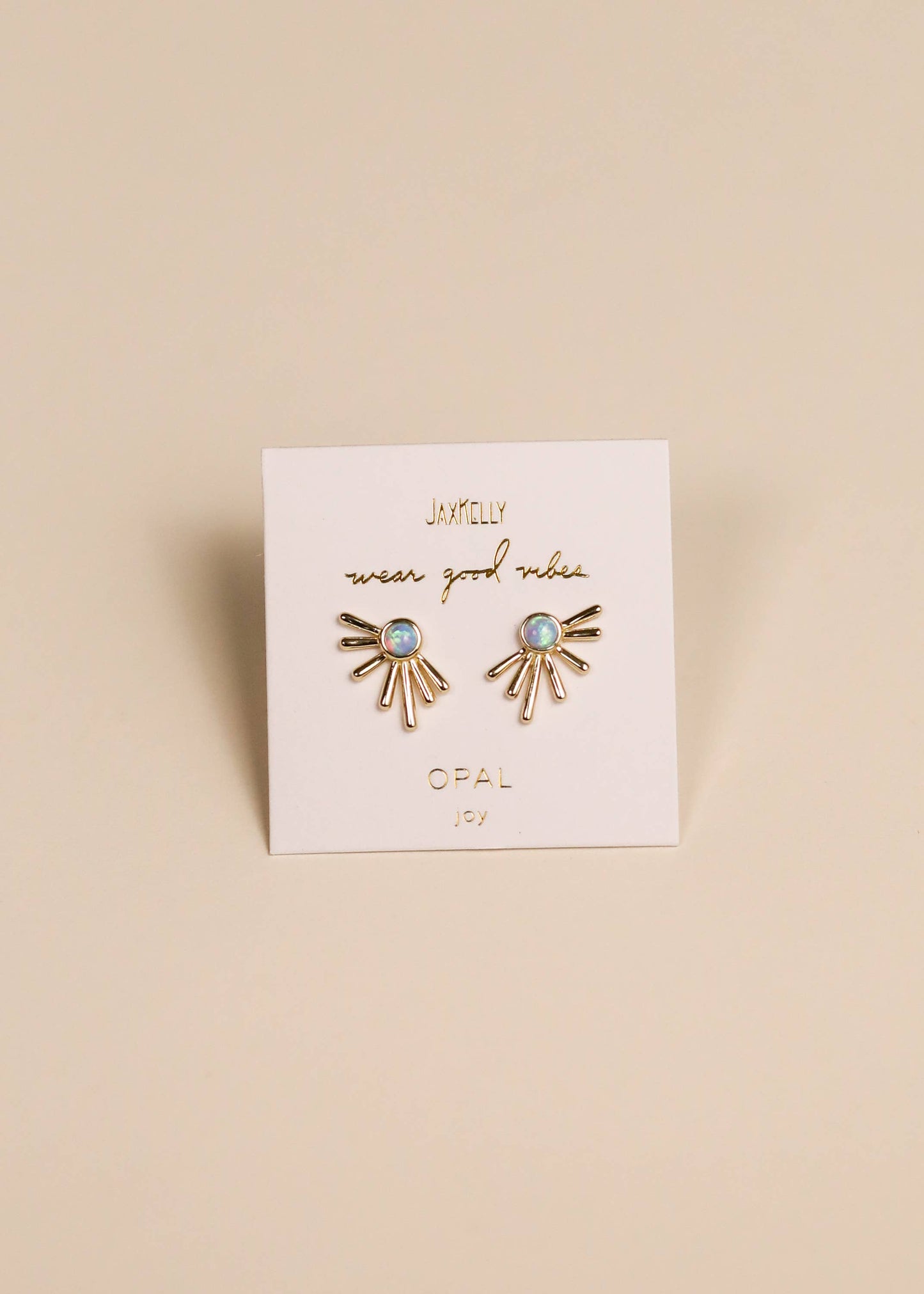 JaxKelly - Sun Ray - Fire Opal - Gold Earrings