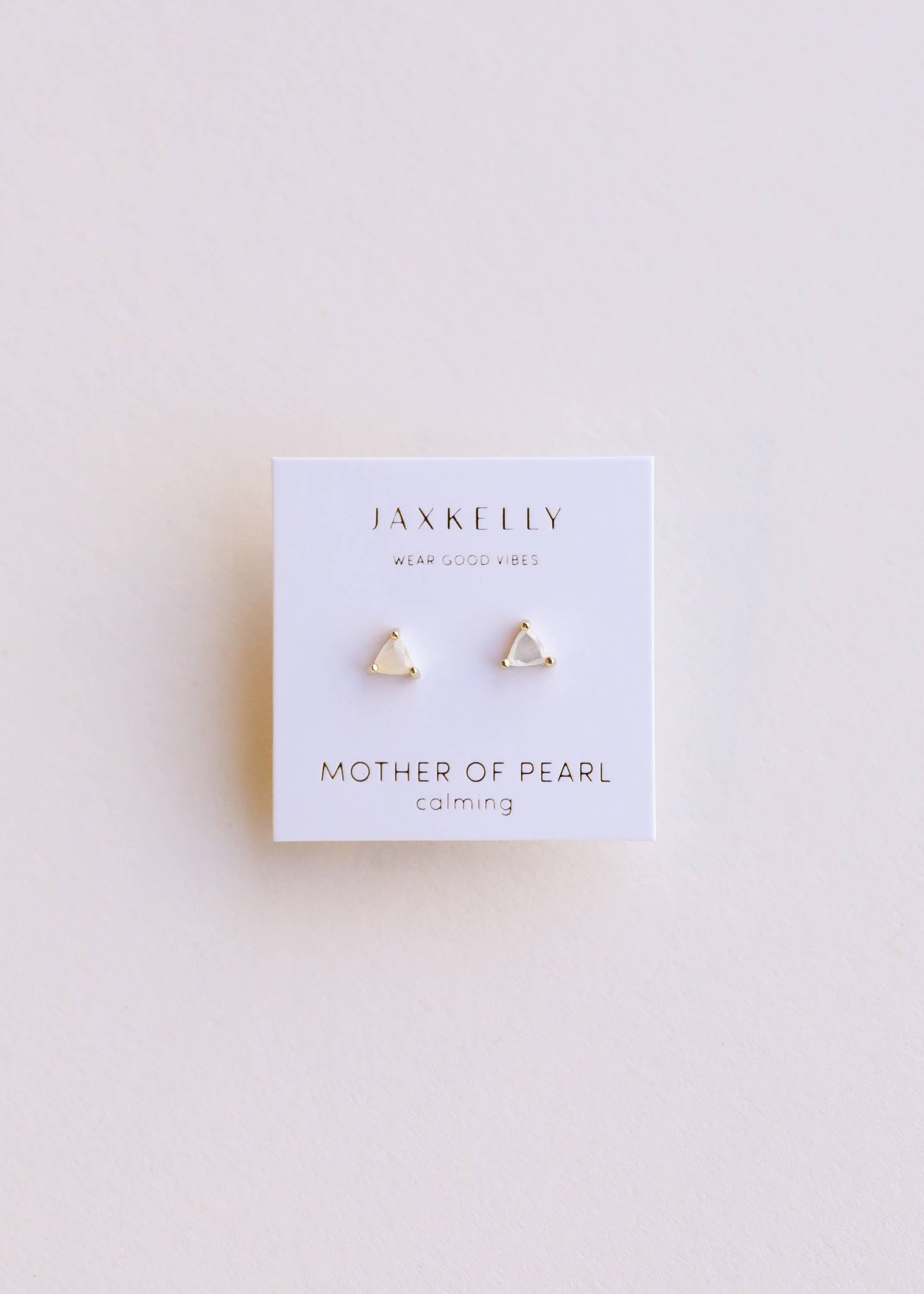 JaxKelly - Mini Energy Gem - Mother of Pearl - Gold Earrings