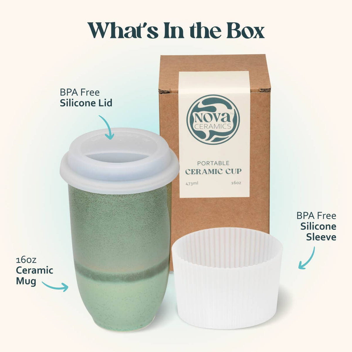 Emerald Ceramic Travel Mug by Nova Ceramics - 16oz