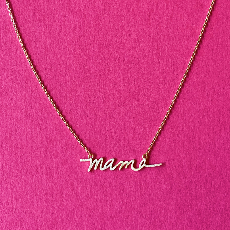 Ellison+Young - Mama Script Necklace: Brushed Gold