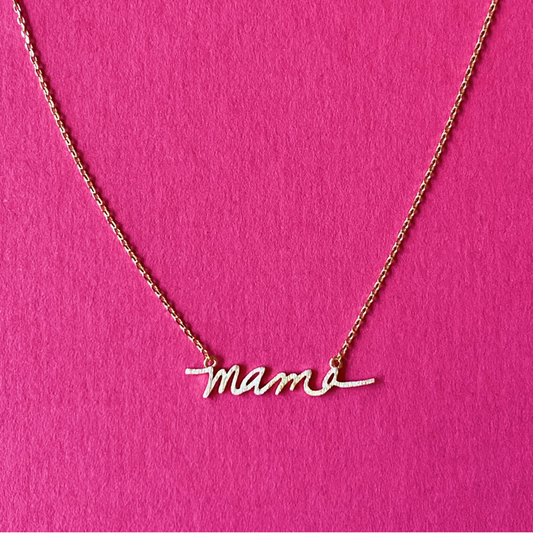 Ellison+Young - Mama Script Necklace: Brushed Gold