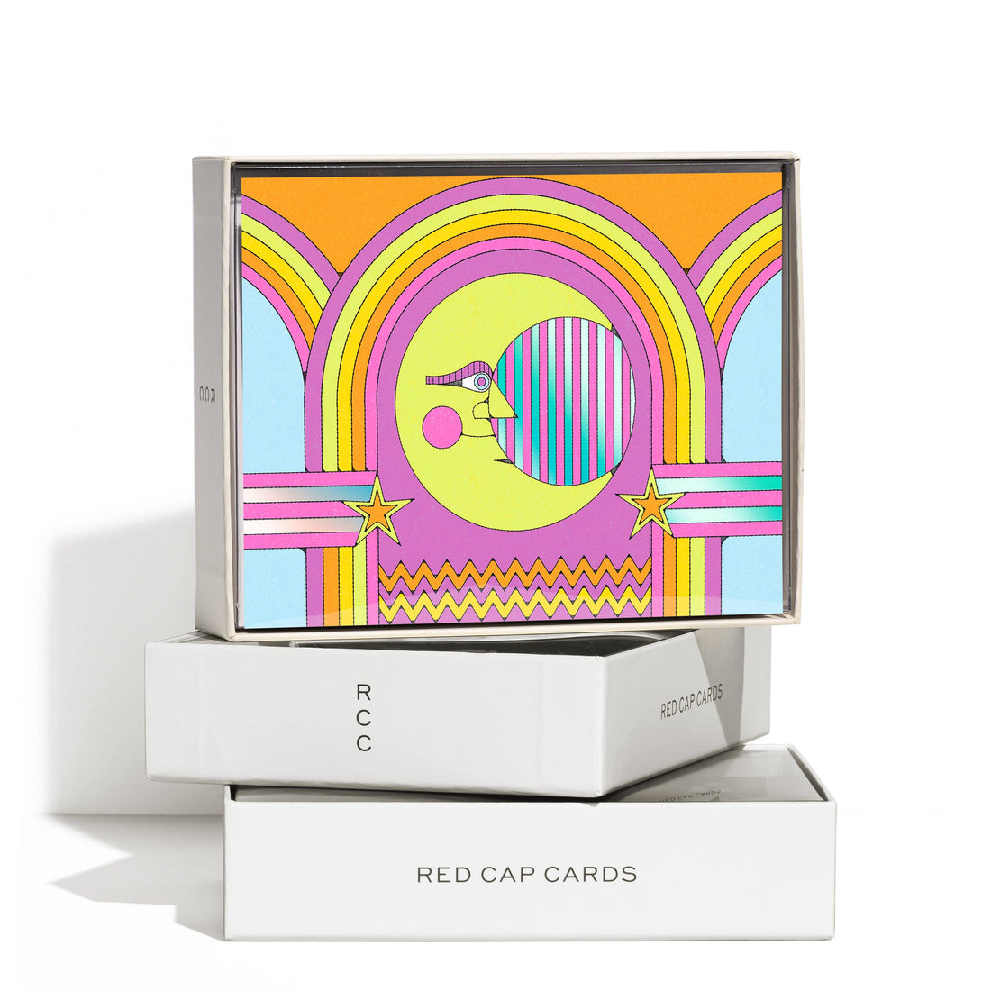 Red Cap Cards - Moon and Rainbows everyday greeting card: Singles