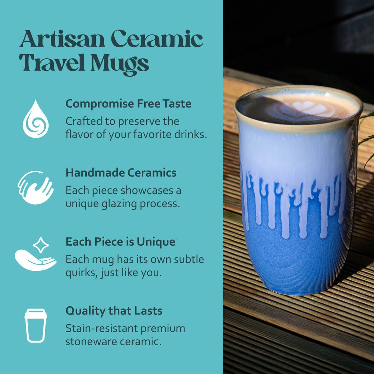 Neptune Ceramic Travel Mug by Nova Ceramics – 12oz