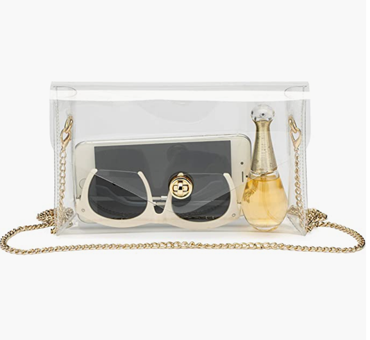 Clear Crossbody Stadium Concert Purse with Gold Adjustable Chain