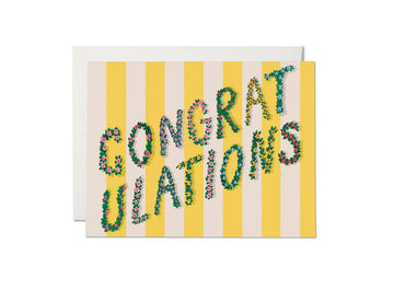 Red Cap Cards - Yellow Stripes Congrats congratulations greeting card