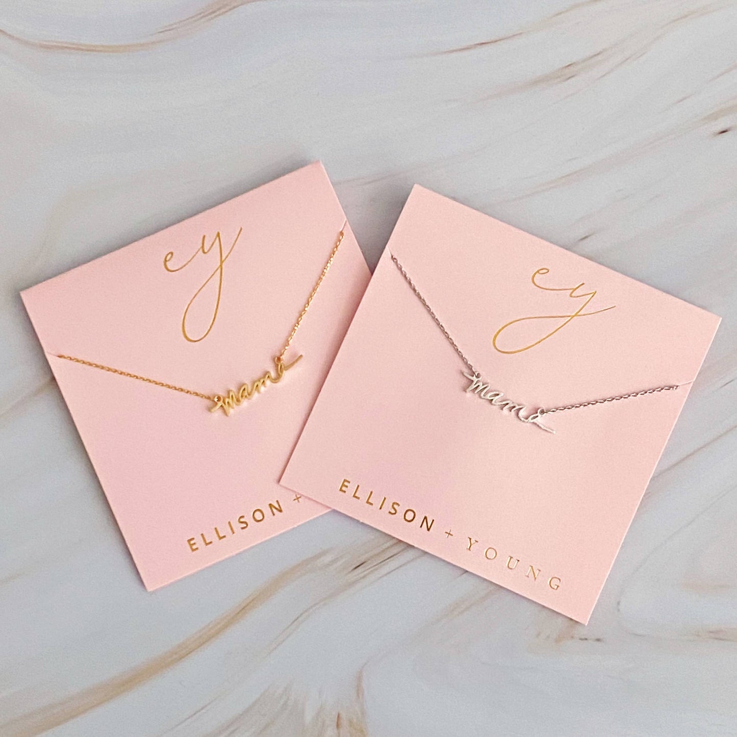 Ellison+Young - Mama Script Necklace: Brushed Gold