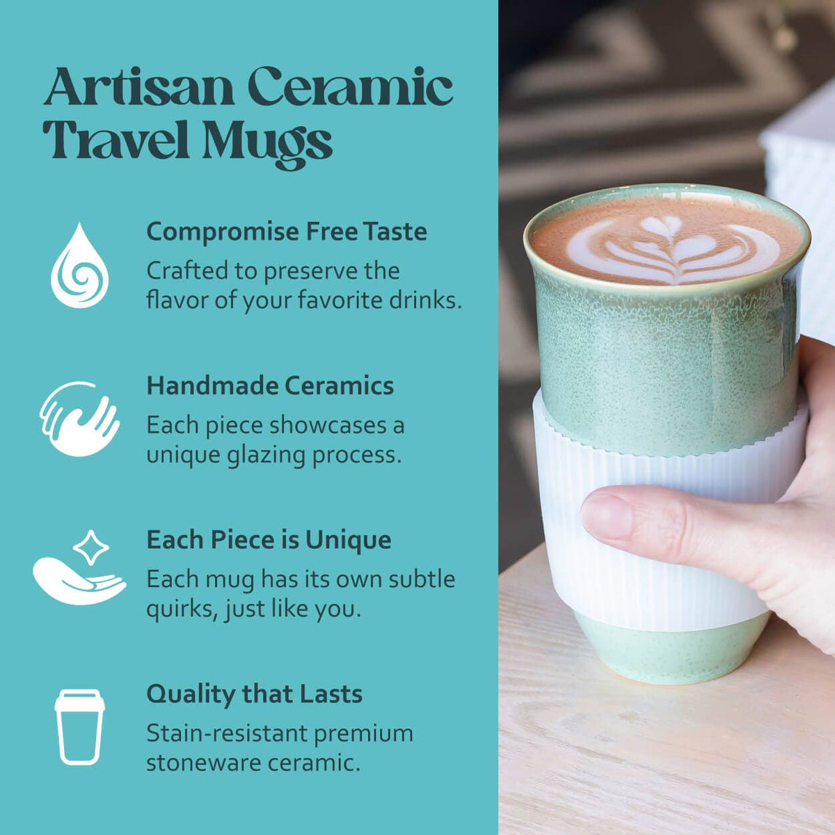 Emerald Ceramic Travel Mug by Nova Ceramics - 16oz