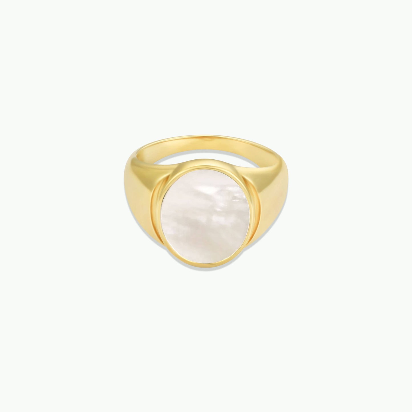 JaxKelly - Gold Rings - Mother of Pearl Signet: 9